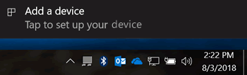 Example of Bluetooth notification